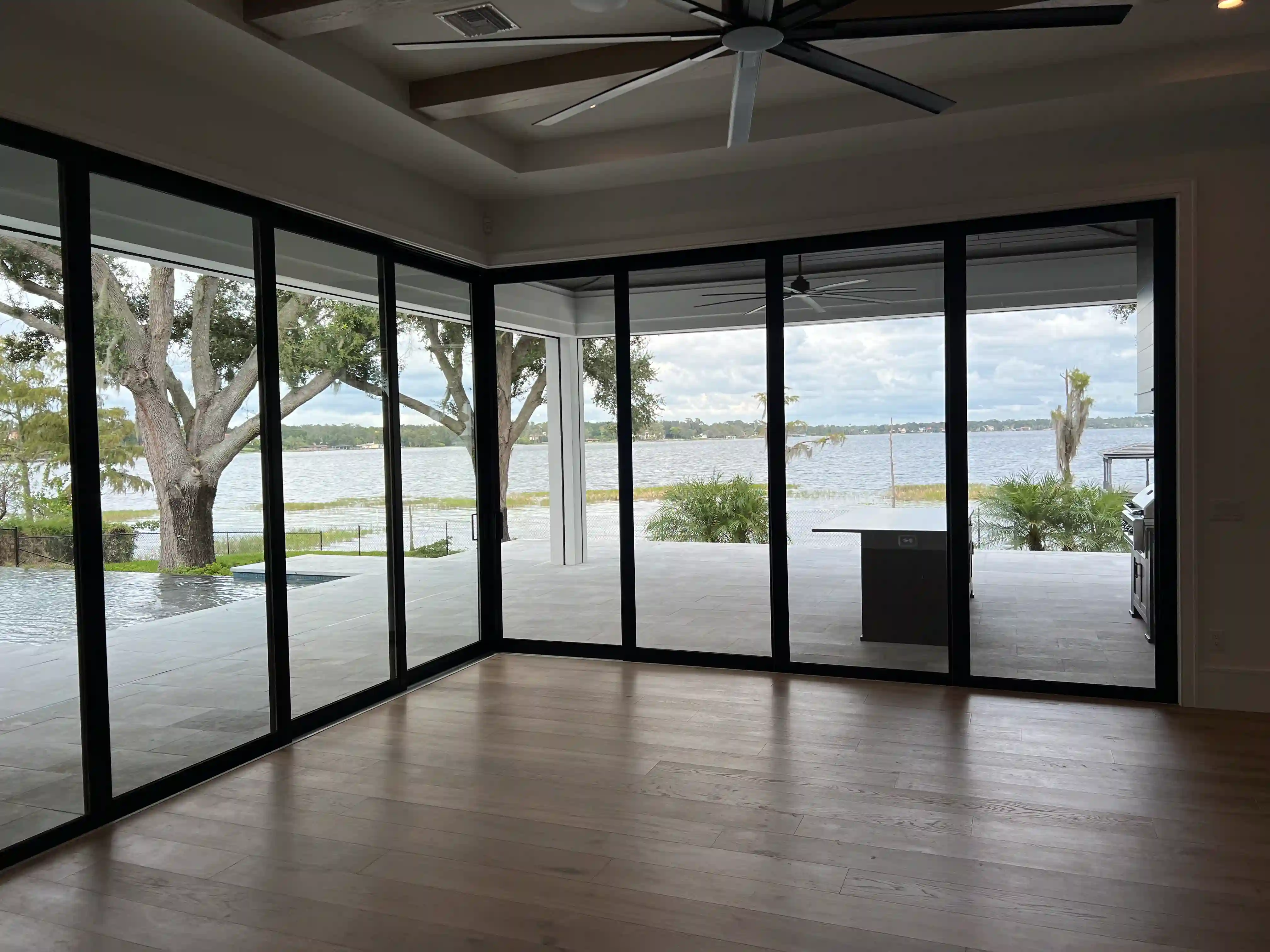 Covered lanai lake view finished