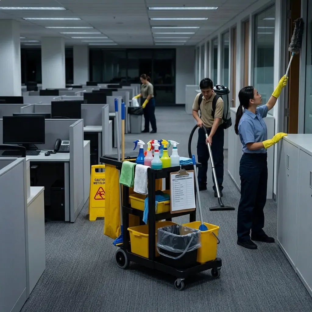 A bright, tidy open-plan office space